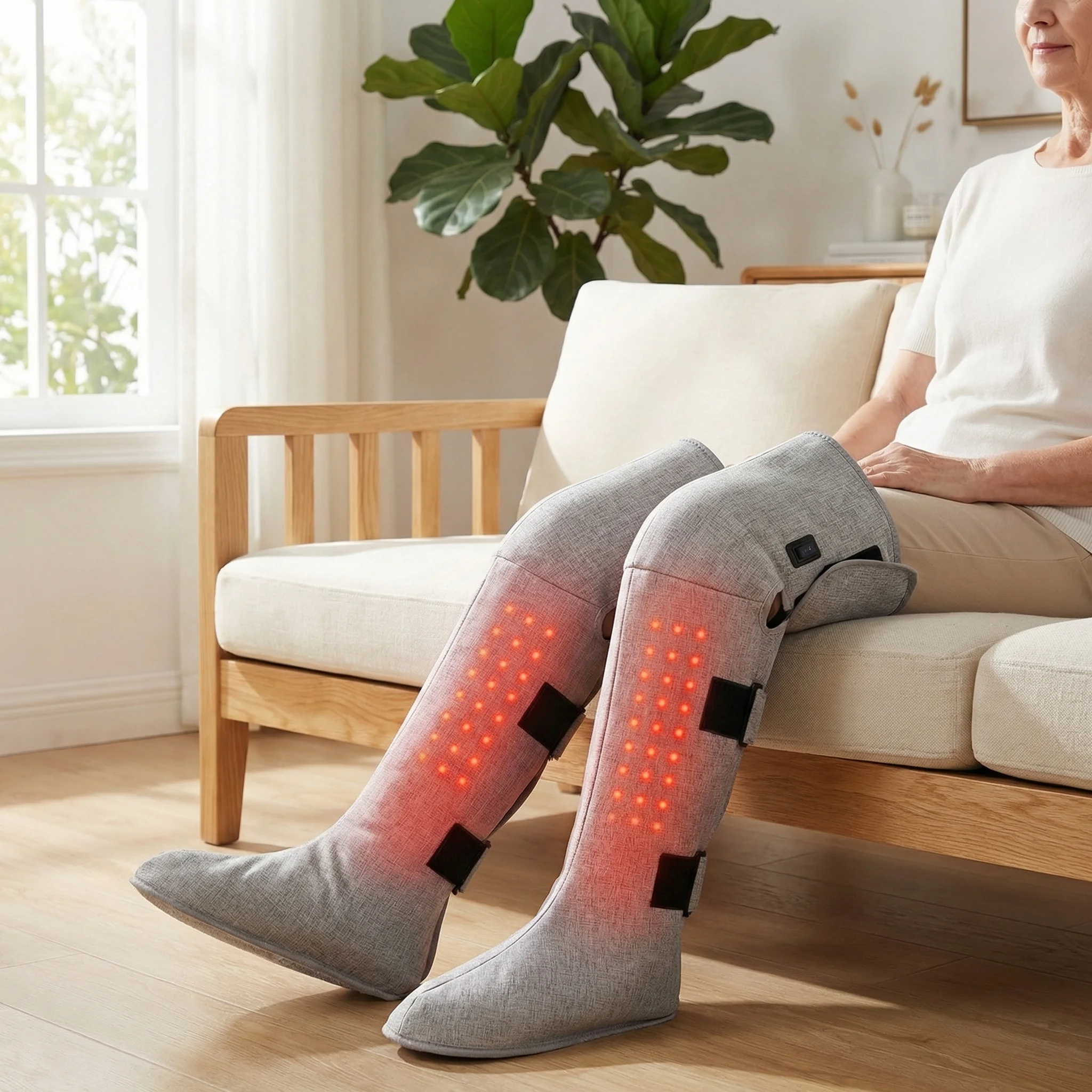 

Red Light Heated Massage Long Boots Leg Massager 3-Mode Leg Hot Compress Muscle Relaxation Joint Comfort Leg Care Fatigue Relief