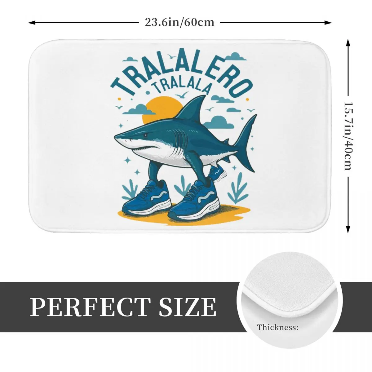 Tralalero Tralala Shark Italian Brainrot Non-slip Doormat Floor Mat Durable Carpet Rug for Kitchen Entrance Bedroom Footpad Mats