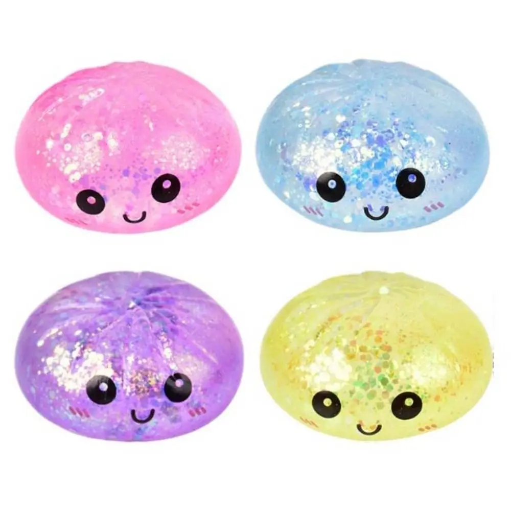 Glitter Dumpling Squishy Toys Realistic Bun Cute Soft Squishy Dumpling Pinch with Steamer Sensory Fidget Ball Children Gifts