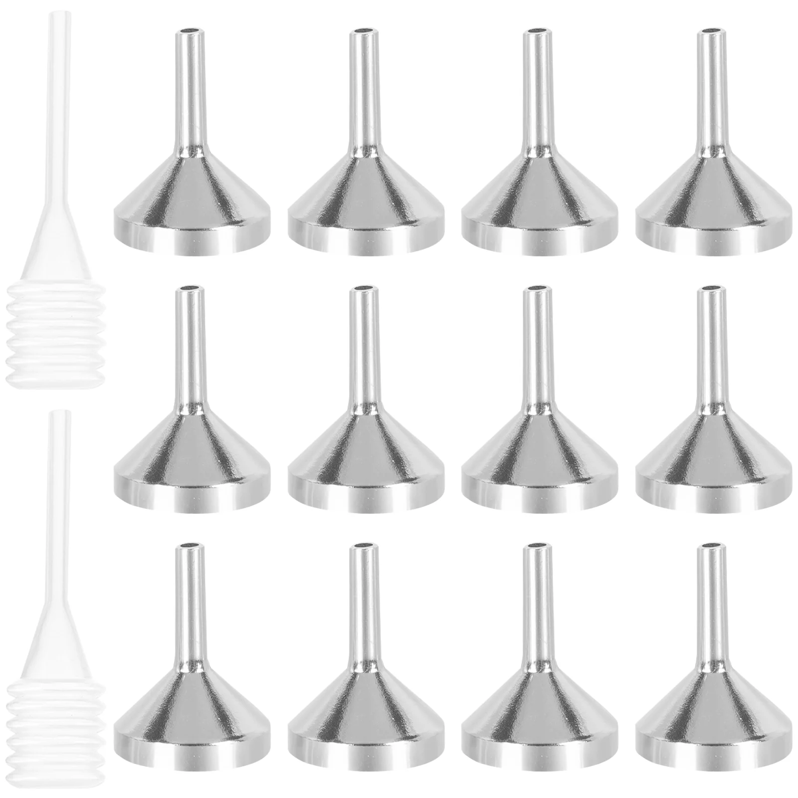 12 Pcs Mini Funnels Aluminum Oxidation for Filling Perfume Bottles Easy Refill Precision Pouring Lab Tools Craft Supplies Silver