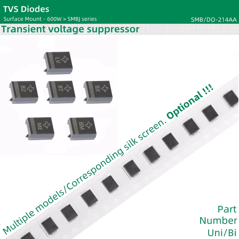 50pcs/lot TVS Diodes SMB package 600W SMBJ5.0A SMBJ5.0CA SMBJ6.0A SMBJ6.0CA SMBJ6.5A SMBJ6.5CA SMBJ7.0A SMBJ7.0CA