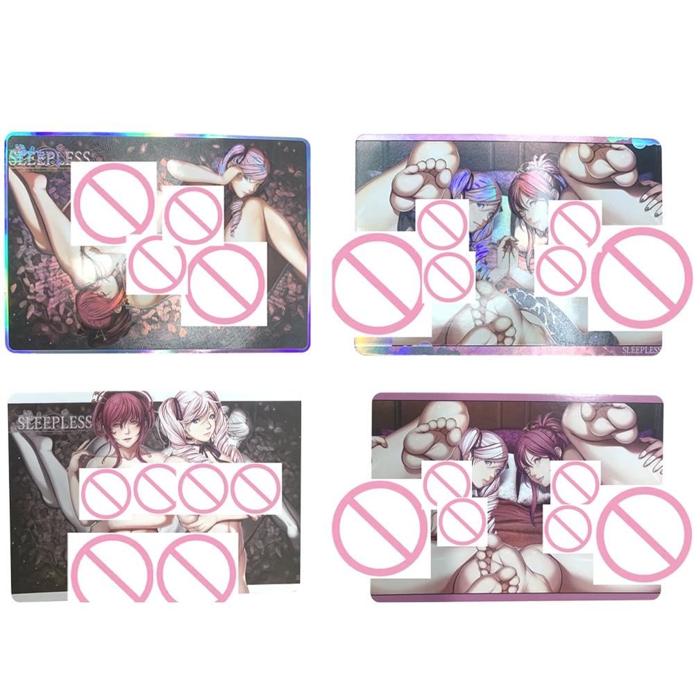 Anime Sexy Nude Collection Cards Refractive Color Flash Naked Girl Card Fat Buttocks Plump Buttocks Otaku Gifts 63*88mm