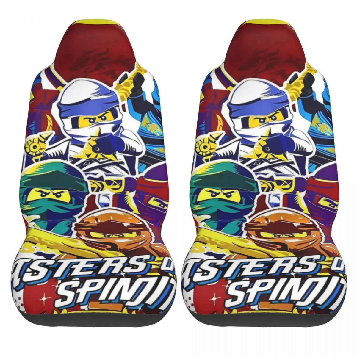 

N-ninjagoings Cartoon Car Seat Covers Breathable Two Pieces Auto Seat Covers Full Automobile Polyester Cover