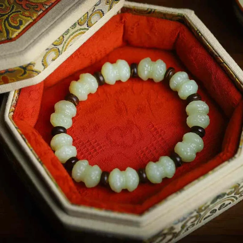 Natural Hetian Jade Ruoqiang Huangkou Old Material Double Bracelet With Certificate