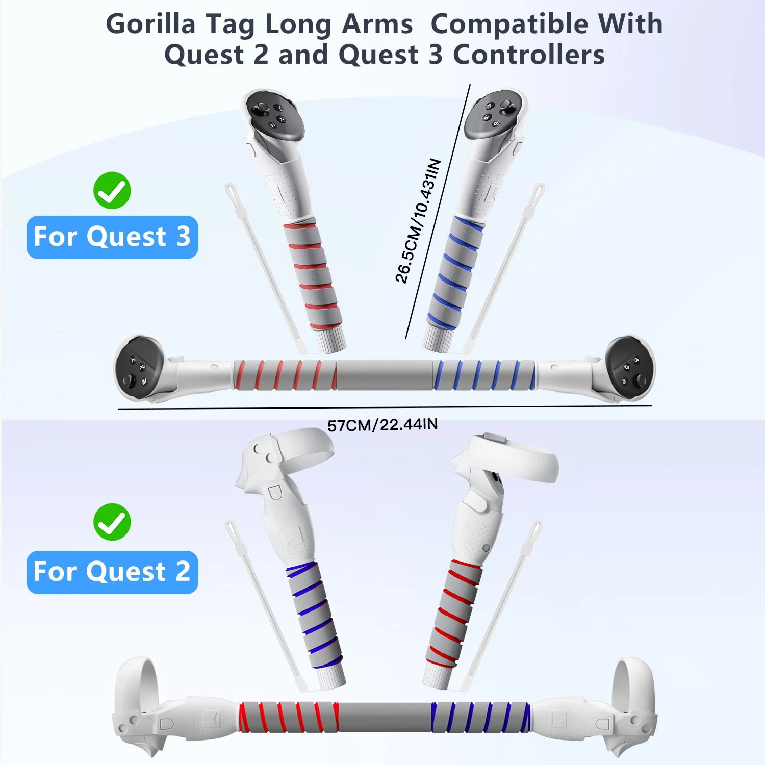 VR Games Handle For Meta Quest 3/3S/Quest 2 Controller Grips Playing Baseball Badminton Beat Saber Enhance VR Gaming Accessories - Image 2