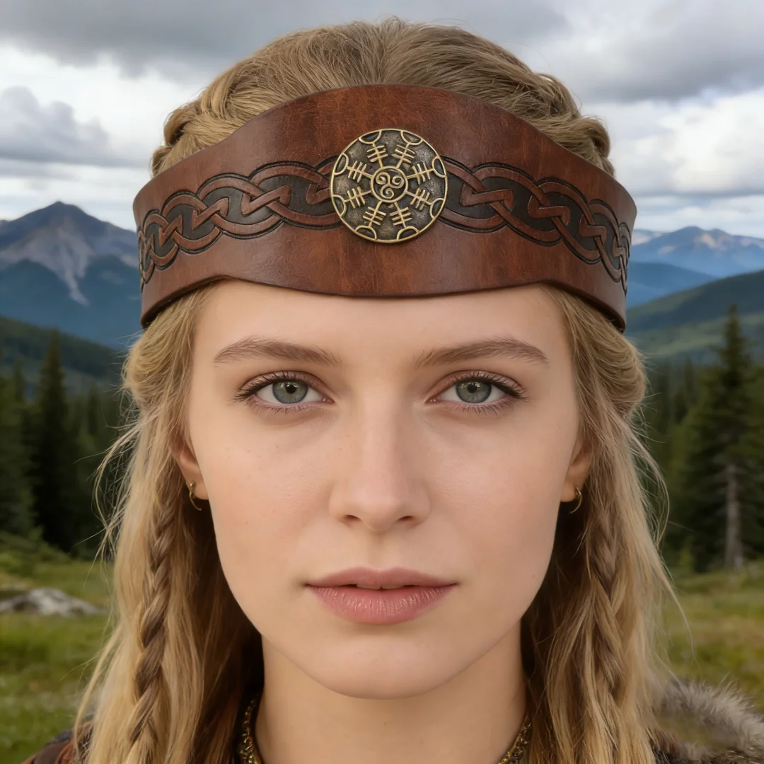 UYEE Medieval Belt Embossed Faux Leather Headband Retro Renaissance Adjustable Headband Cosplay Costume Accessory  Belt
