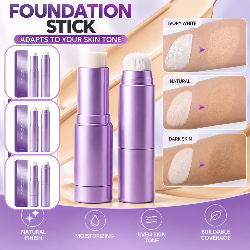 2-In-1 Dual Head Color Changing Foundation Stick High Coverage Hydrating Smart Skin Tone Adjusting Concealer Cream Base Makeup