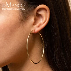 eManco 70MM Circle Hoop Earring for Women Hyperbole Thin Stainless Steel Earrings Women Simple Earrings Super Large
