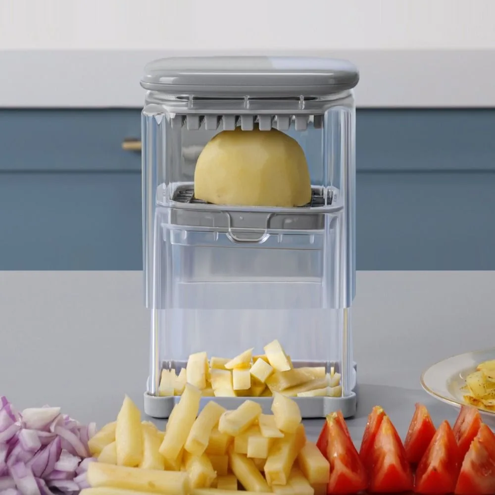 

Multifunctional Manual French Fries Cutter 4 in 1 Hand Press Vegetable Dicer with 4 Blades Efficient Fruit Slicer Onion