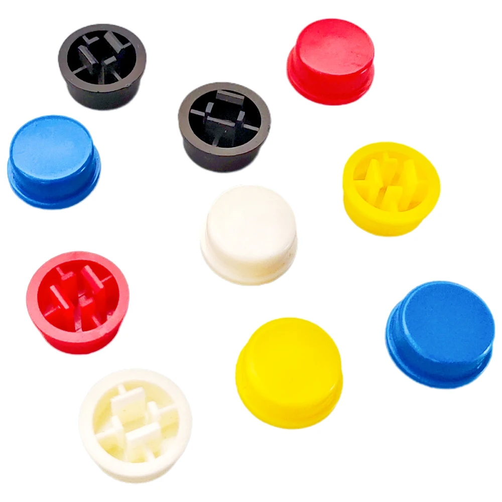 50PCS 12*12*7.3MM Micro Switch Button Circular Cap Kit (5 Colors) for R3 Board Switchs Kit  Tactile Push Button Switch Momentary