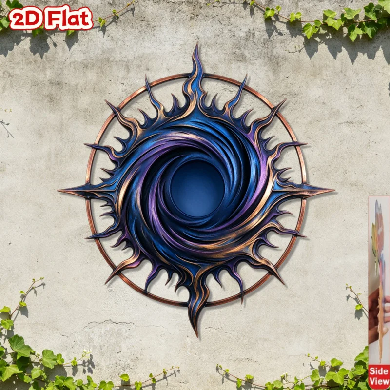 CIFBUY Metal Wall Art Sun Flame Iron Decor Blue Purple Spiral Sign Hanging Plaque Indoor Outdoor Home Garden Patio Gift