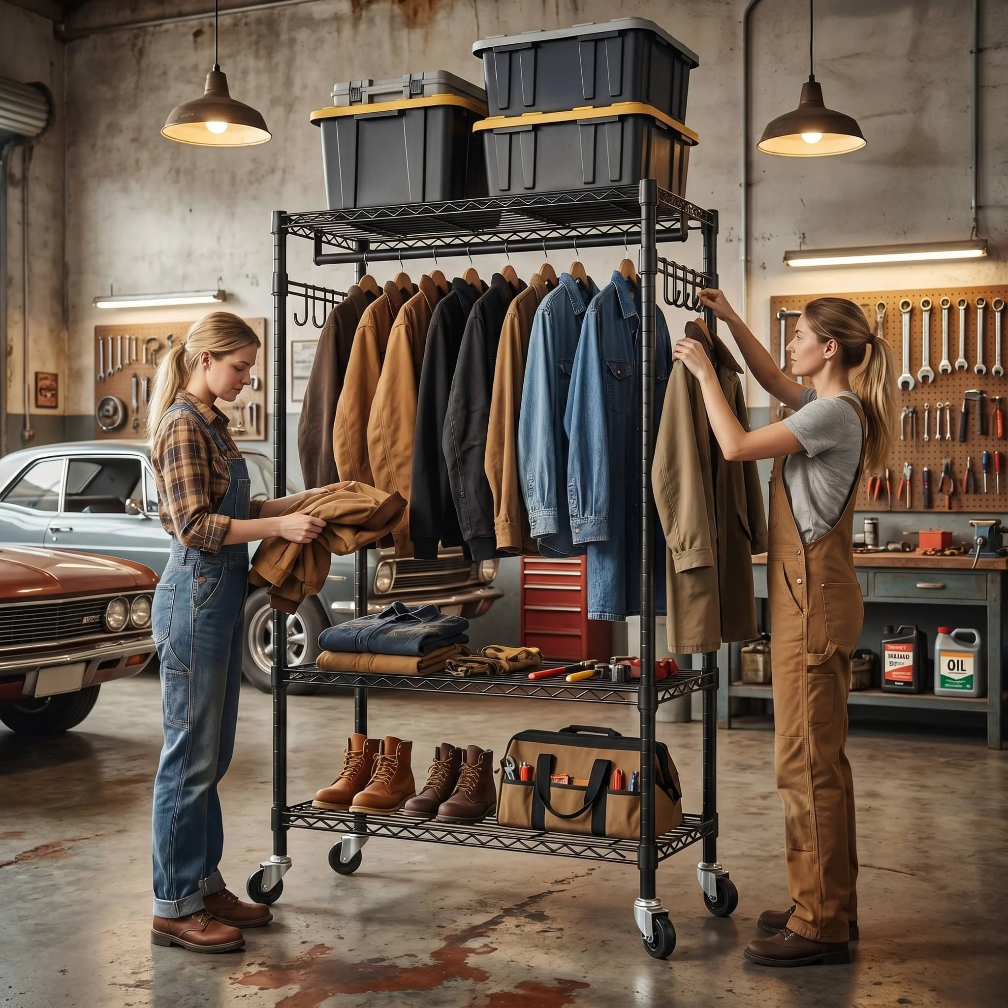 Heavy Duty Rolling Clothing Rack with Wheels