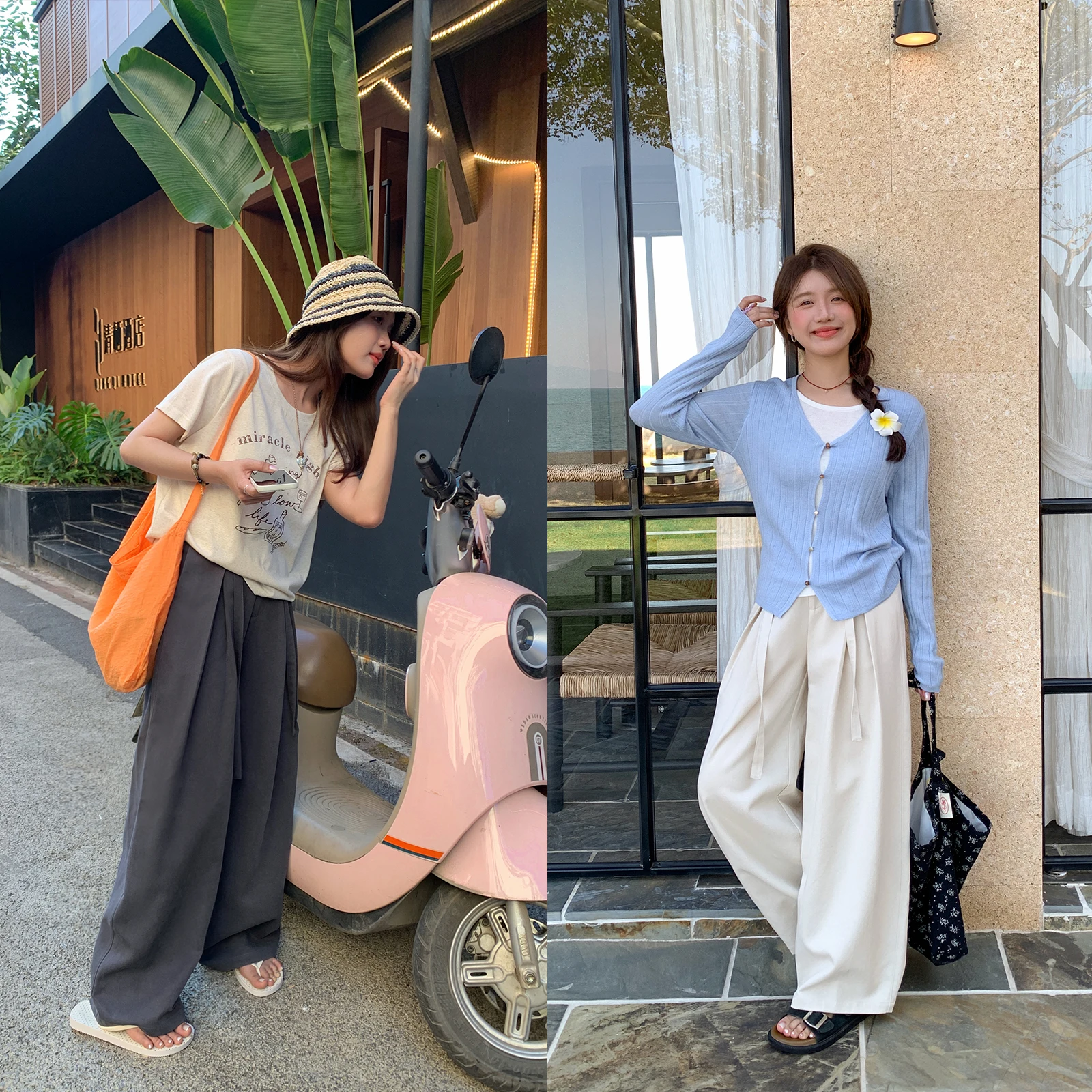 

Повседневные хлопковые брюки Sisilyon с широкими штанинами для женщин, весенние, свободного кроя, плиссированные, с высокой талией, прямого силуэта, для ежедневной носки, комфортные