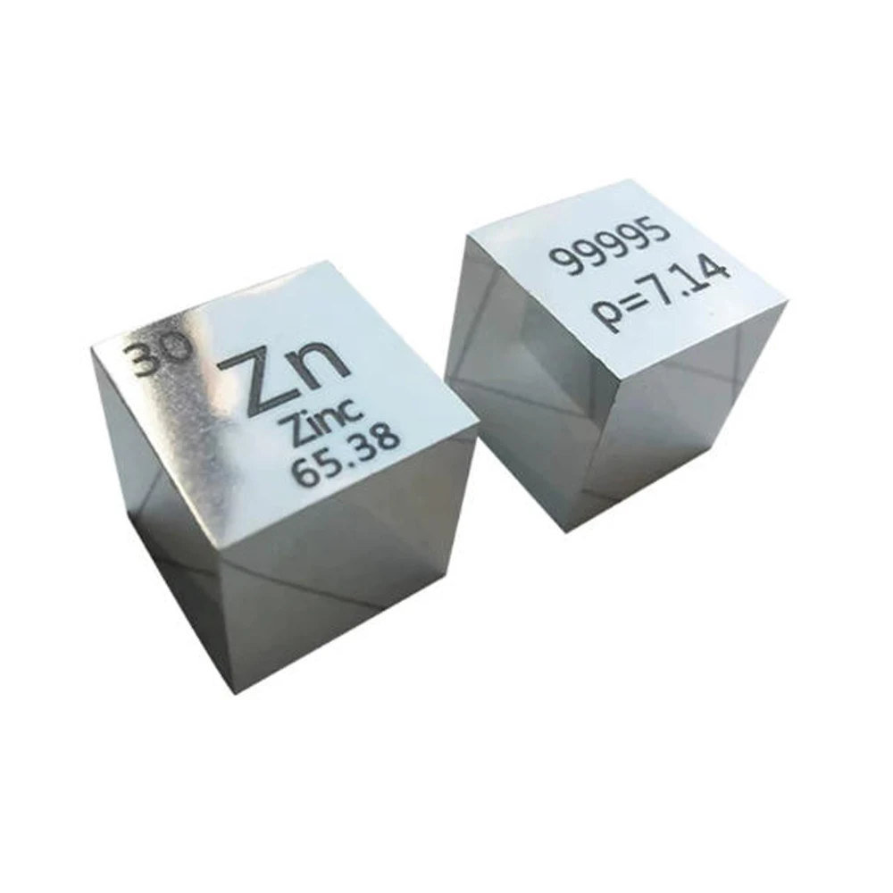 Zinc Metal Cube 10mm Pure Zn Element Periodic Table Collection Specimen Decorative Metal Block for Science Display Hobby Gift