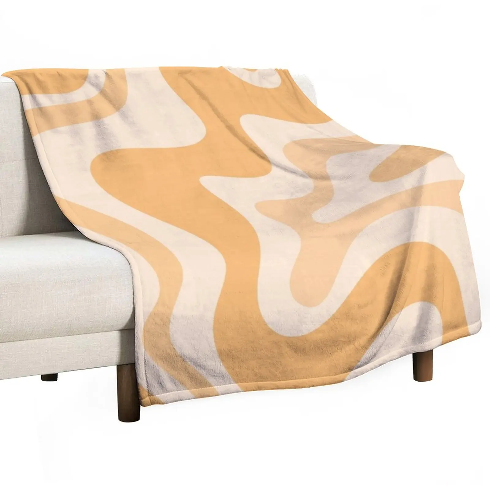 

Retro Liquid Swirl Abstract Pattern in Pale Orange Apricot Throw Blanket Decorative Sofa Blankets Moving Blanket