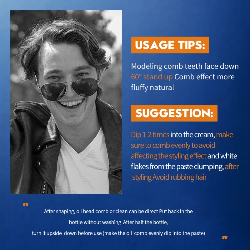 

SADOER Масло-гель для прически с расческой с широкими зубьями Мужской крем для укладки волос Стойкое пушистое масло для укладки волос Y8L5