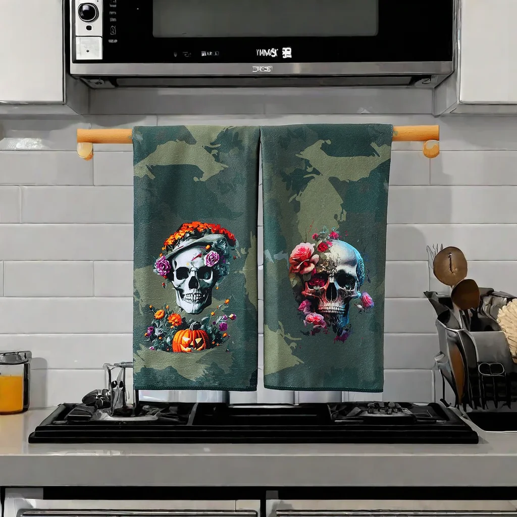 

Полотенца для рук на Хэллоуин, полотенце для Дня мертвых, полотенце для трюка или ухода за кухнями, полотенца для посуды с ужасной кошкой и летучими мышами, праздничные полотенца для гостей в отдыхе