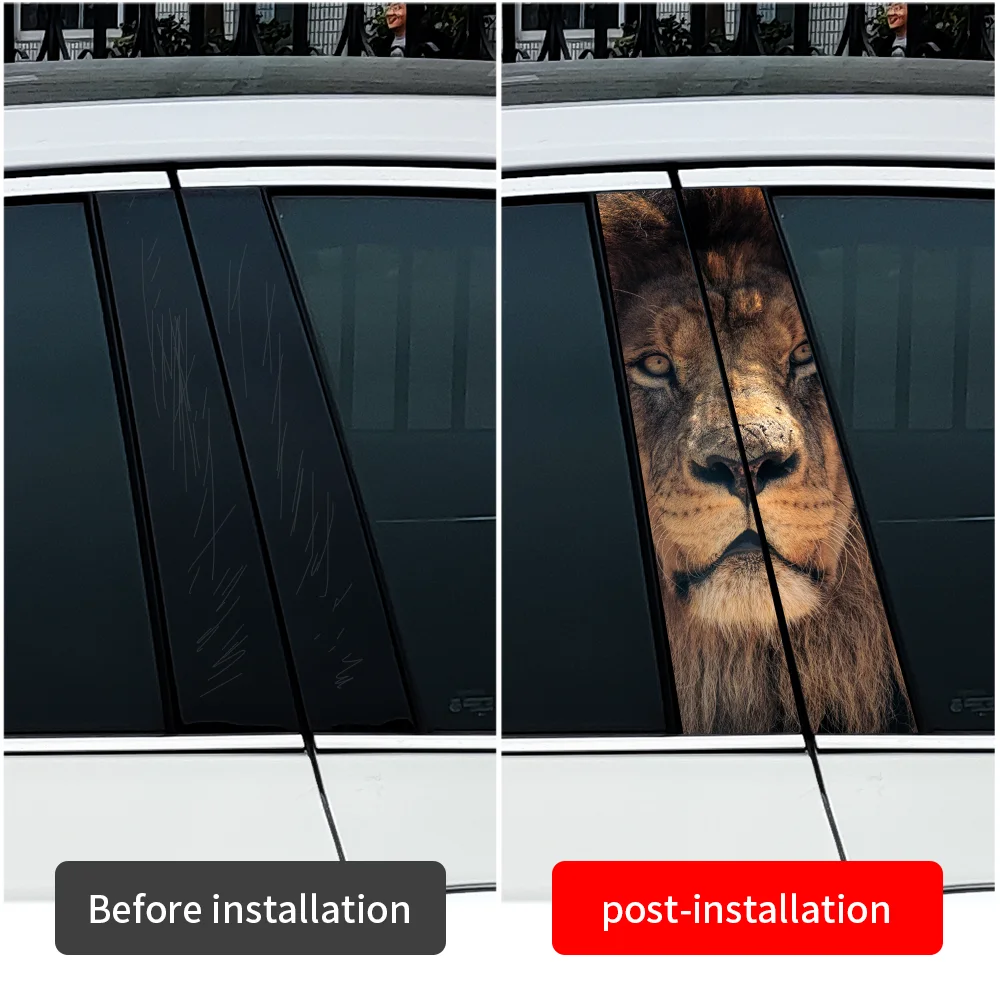 Lion Car Stickers Auto B-pillar Waterproof Sunscreen Vinyl Decals Auto Center Column Cover Scratches Decoration Accessories