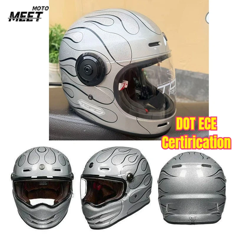 

TORC Moto Retro Helmet ECE DOT Certified Helmet Motorbike Riding Motocross Vintage Full Face Helmets Capacete De Moto 4XL