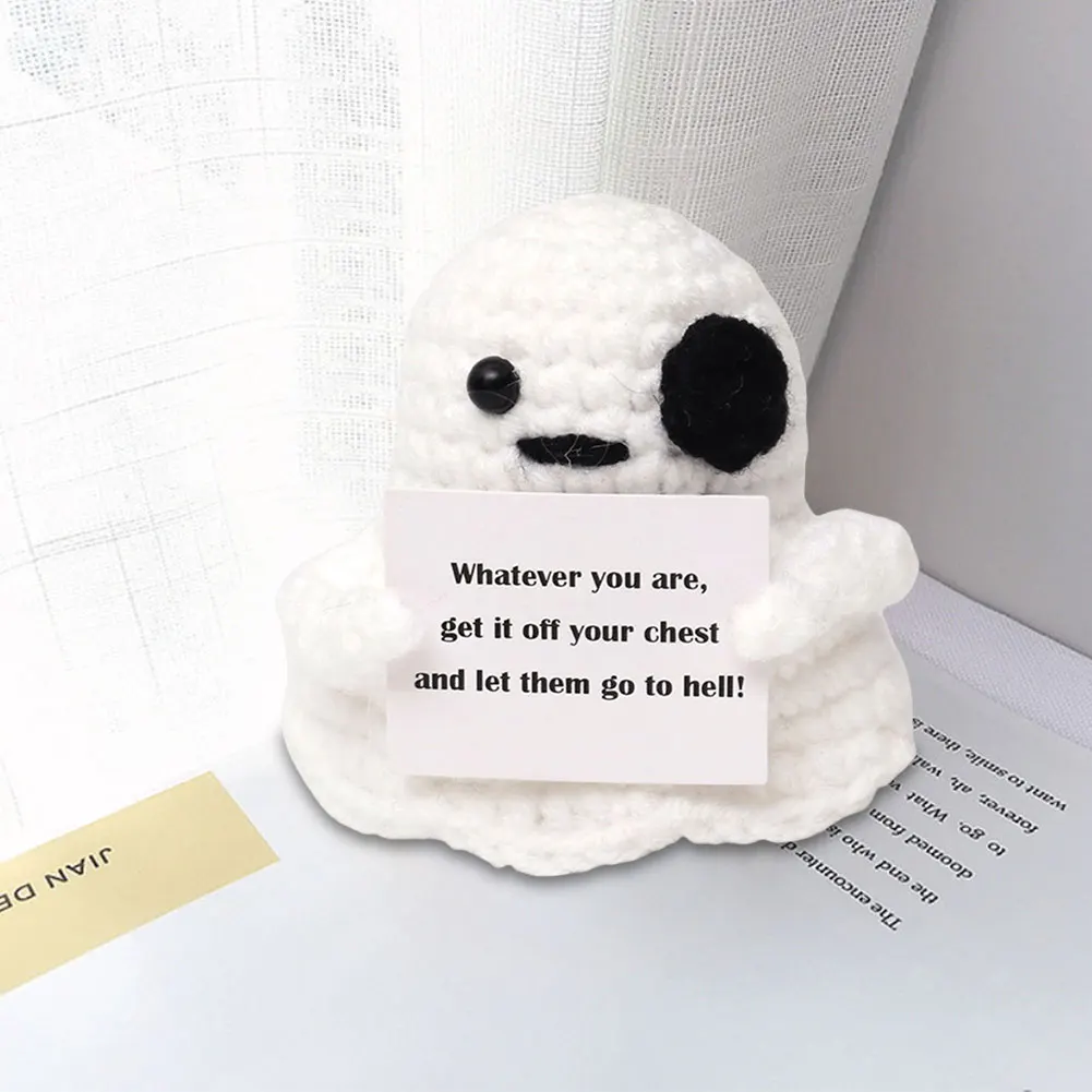 Support Émotionnel au Crochet avec Carte d'Affirmation Positive, Cadeau en Peluche, Poupées Ogo Créatives, Cadeaux pour Femmes et Hommes