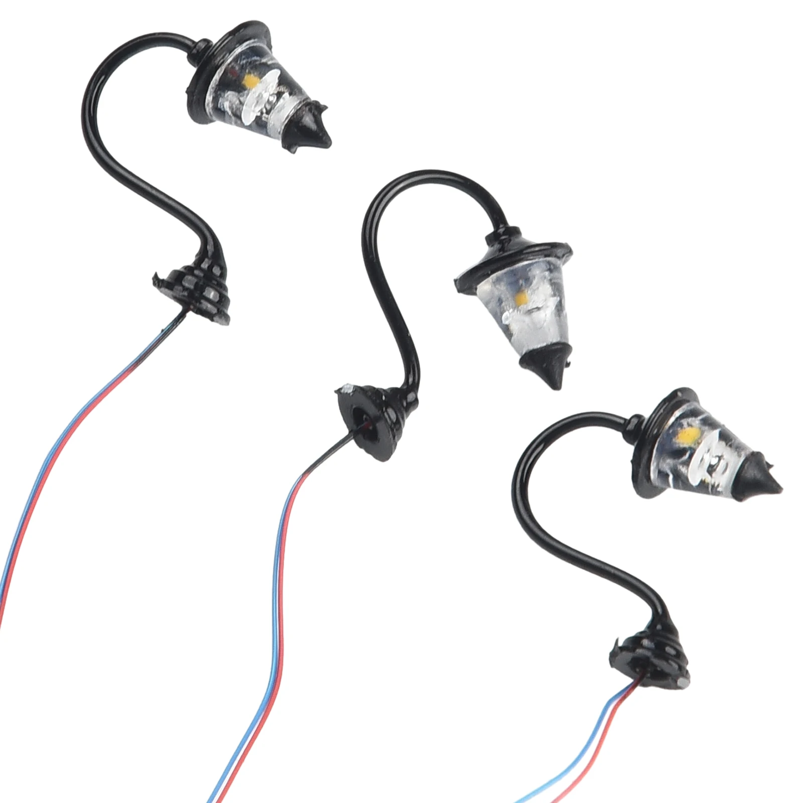 LED Lampposts for HO Scale Model For Building Sets 10 Piece Kit with Integrated Wiring and Warm White LED Emitters