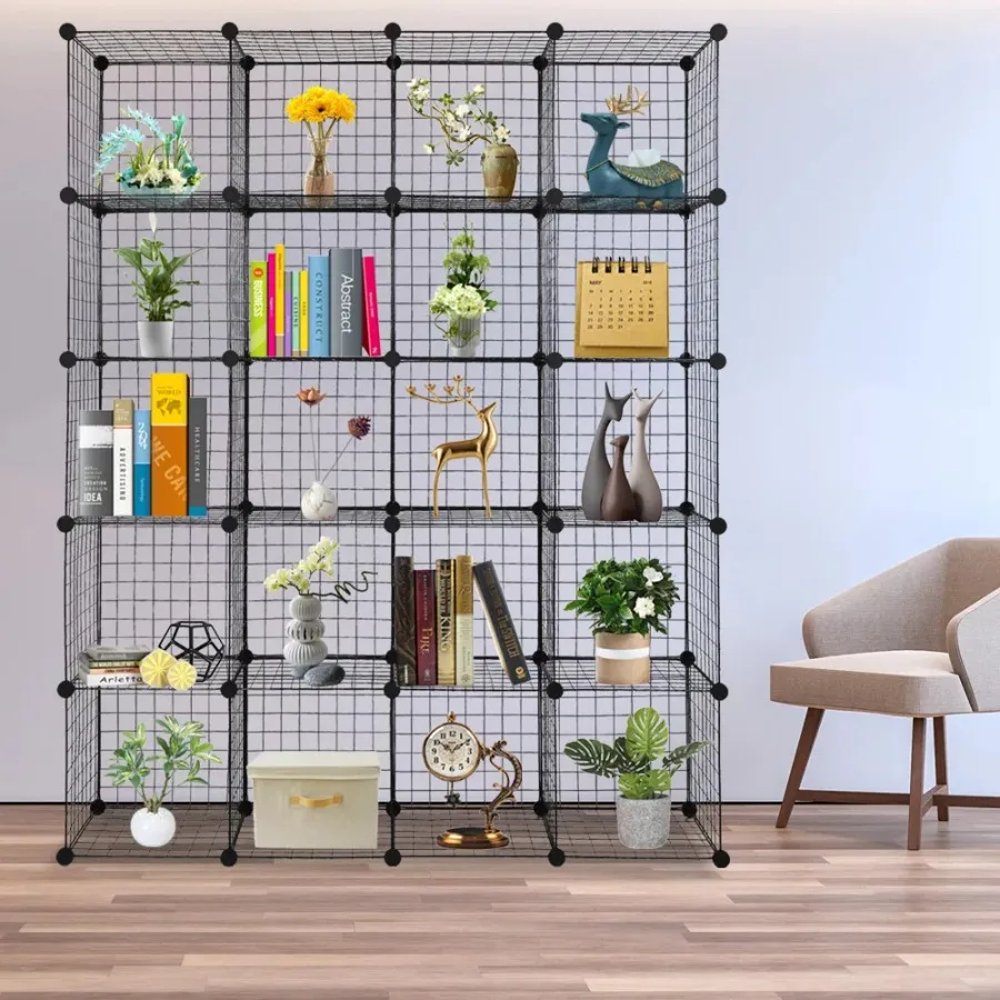 Cube Wire Metal Organizer Bookcase Shelf Cabinet Storage Wardrobe Shelves