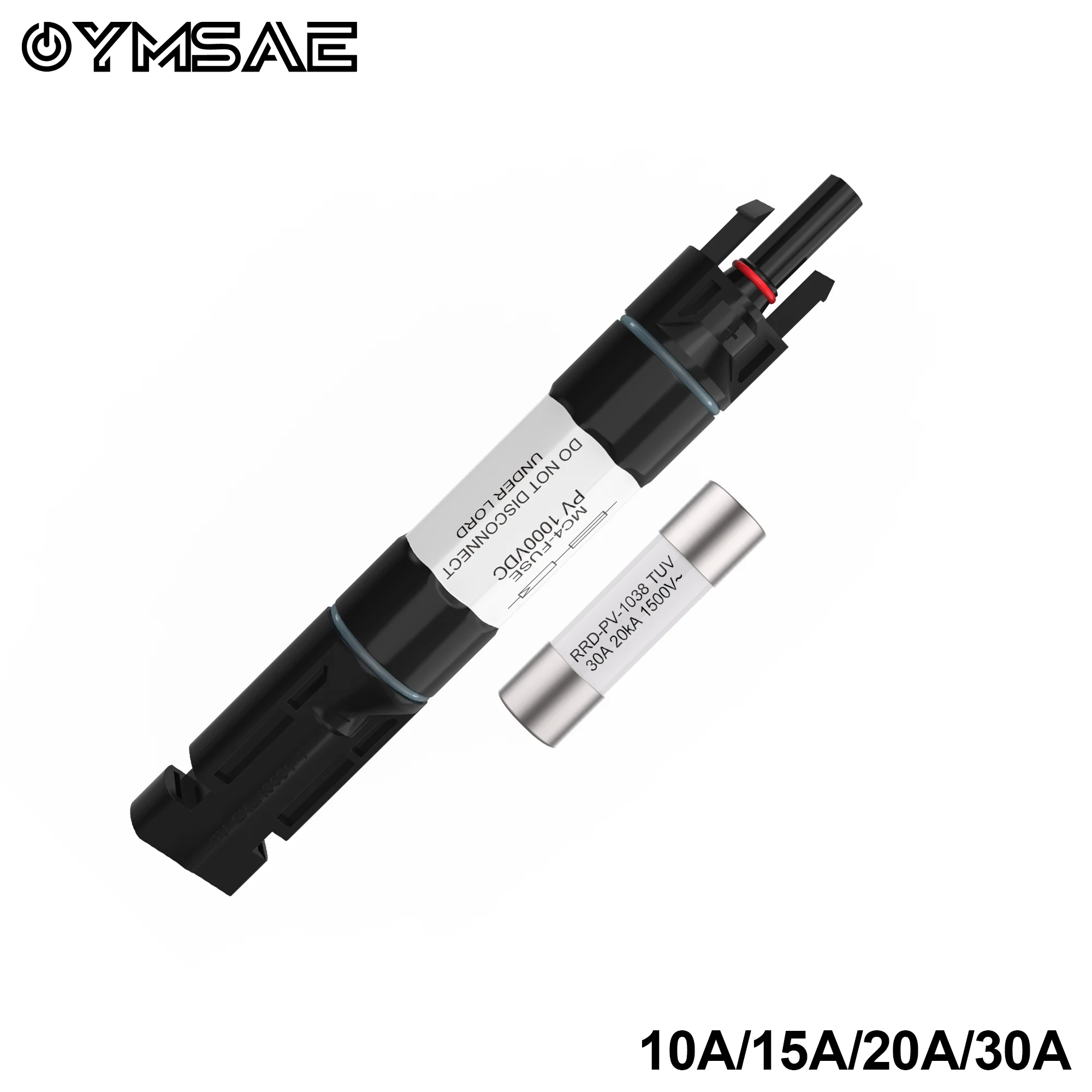 

10A15A20A30A Solar Fuse Holder Inline Male and Female Connector 10 Amp PV Fuse for Solar Panel Waterproof Black