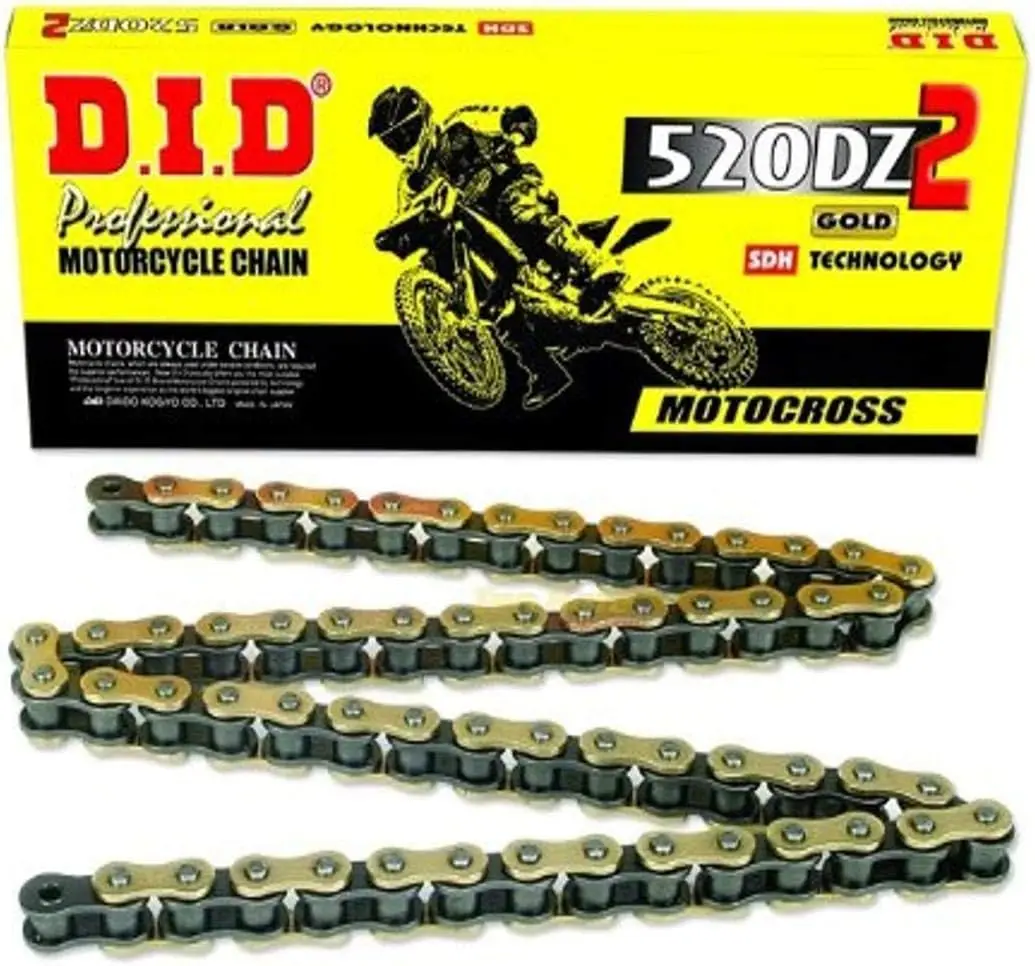 

High Performance Gold 108 Link DZ2 Series Non-O-Ring Chain with Connecting Link for Motorcycles