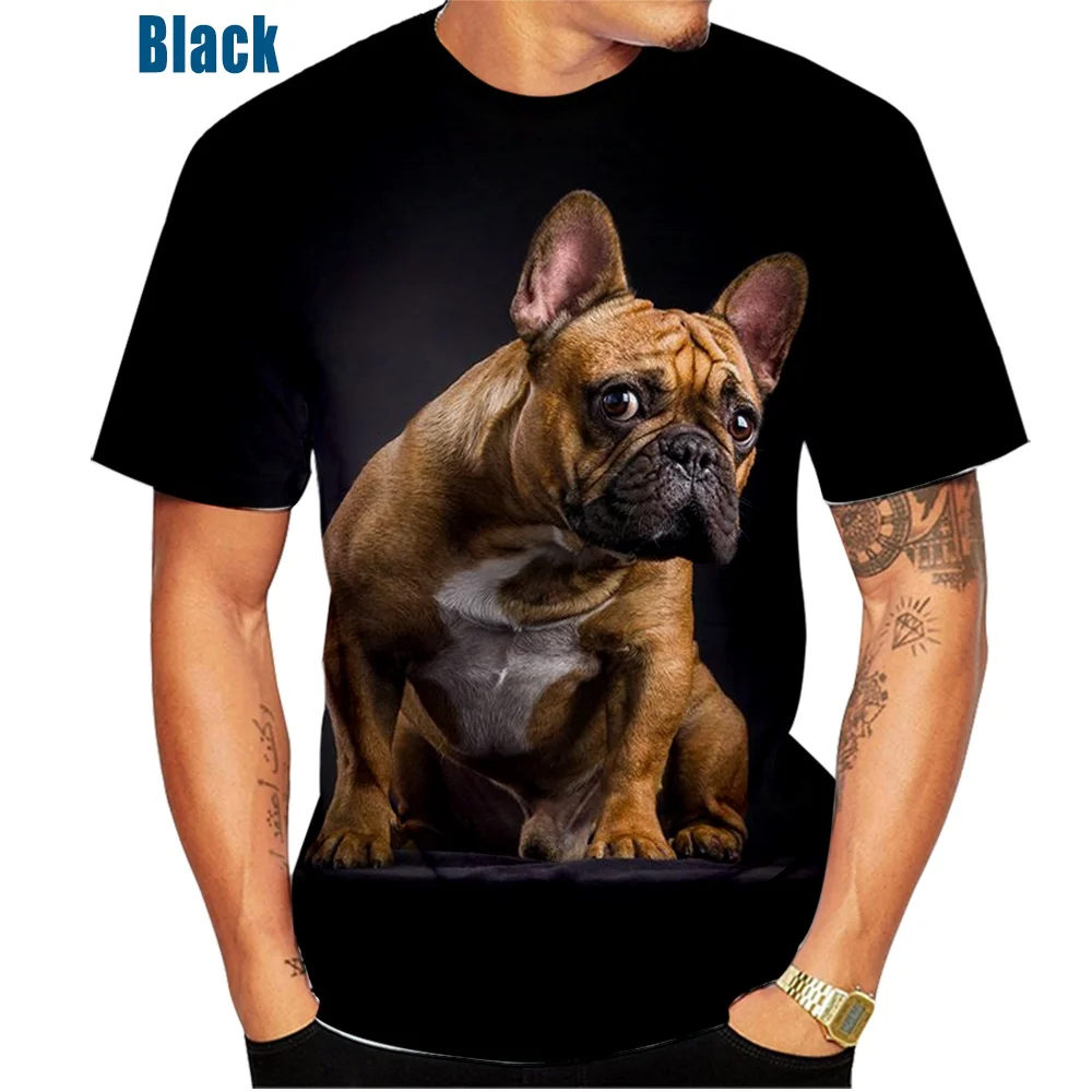 2022 Summer New Fashion Summer Cute French Bulldog 3d Printing Men\'s T-Shirts Ladies Casual Trend Tops Loose Large Size Men\'s