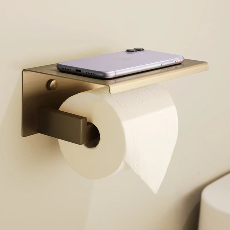 Toilet Paper Holder 304 Stainless Steel Storage Rack Kitchen Towel Bottles Placement Bathroom Wall Roll of Paper Phone Storage