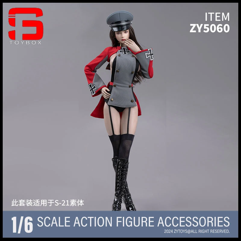 ZYTOYS ZY5060 1/6 Female Long Sleeved Coat Prince Suspenders Hat Clothes Model Fit 12'' Soldier Action Figure Body