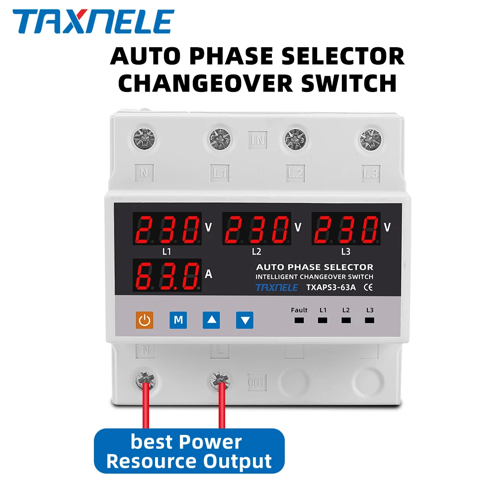 Power Automatic Transfer Switch Uninterrupted Power 63A 100A Phase Selector Changeover Switch Over Voltage Current Protection