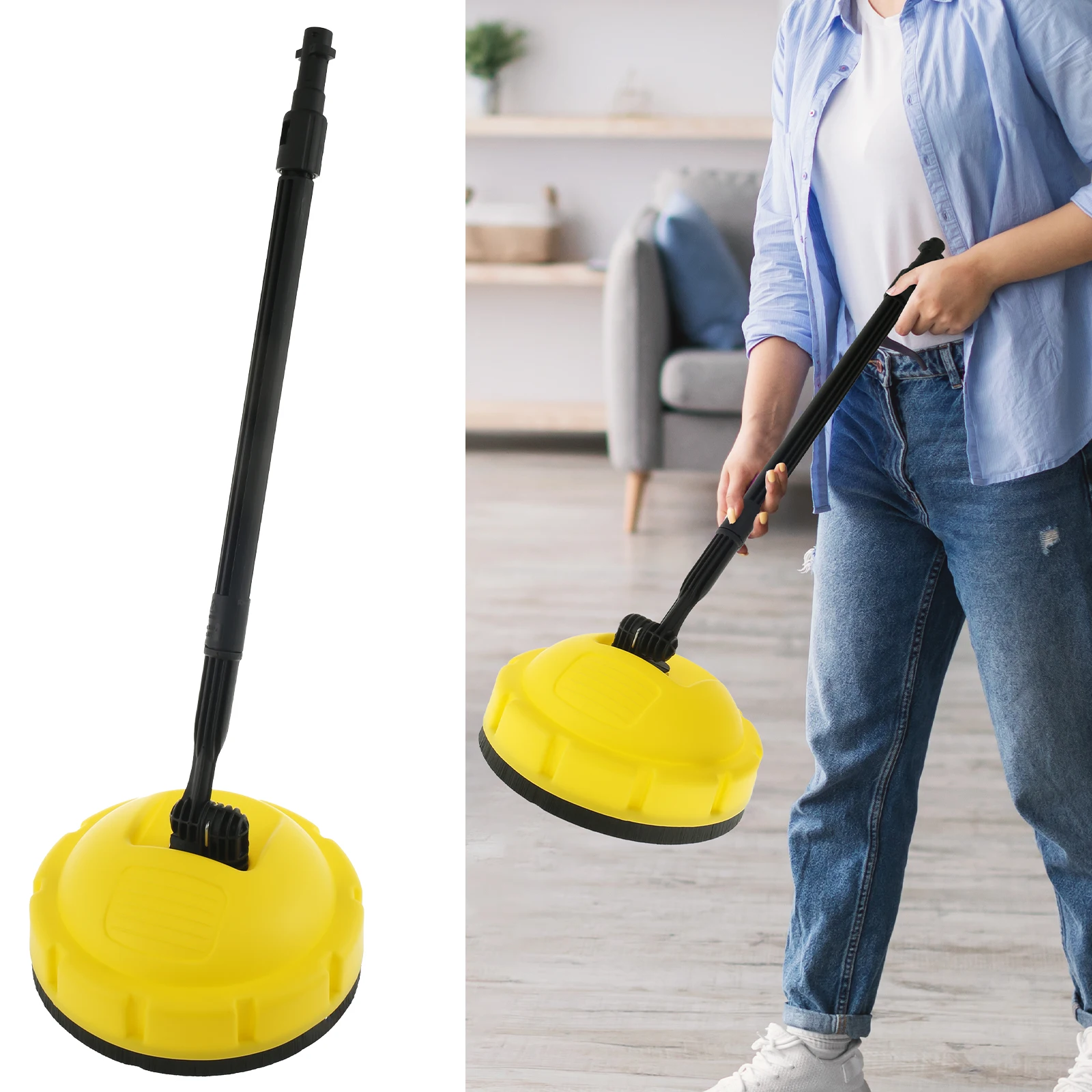 Pressure Washer Brush with Handle Rotary Surface Cleaner 9.4×27.6 Inch High Pressure Surface Cleaner Practical Pressure Washer