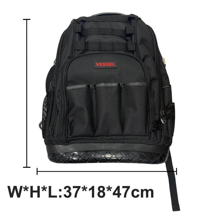 VESSEL Tool Backpack (Empty) Waterproof Bottom 37*18*47 cm Electrician Storage Bag VC-B01