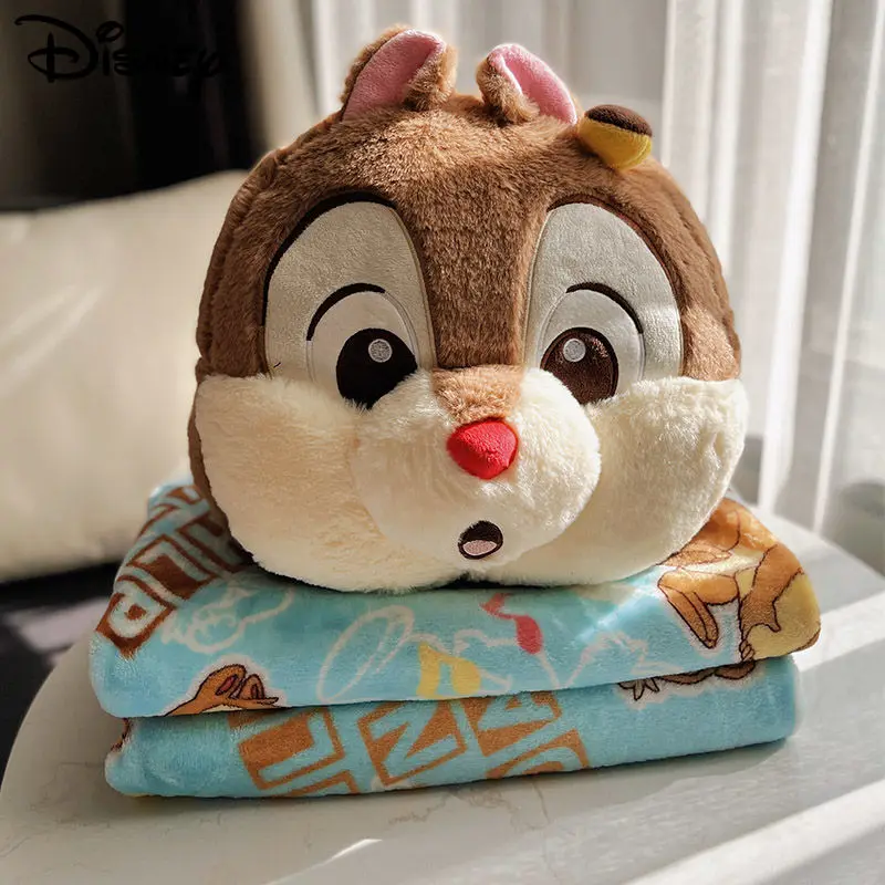 Disney Chip \'n\' Dale Plush Throw Pillow Blanket Dual Use Home Accessories Office Living Room Cute Pillows Portable Small Blanket