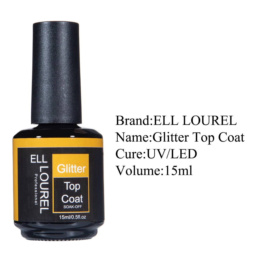 ELL LOUREL Aurora Nail Gel Polish Glitter Top Coat 15ML Semi Permanent Chameleon Diamond Shine Top Nails Trend 2022 Manicure Gel