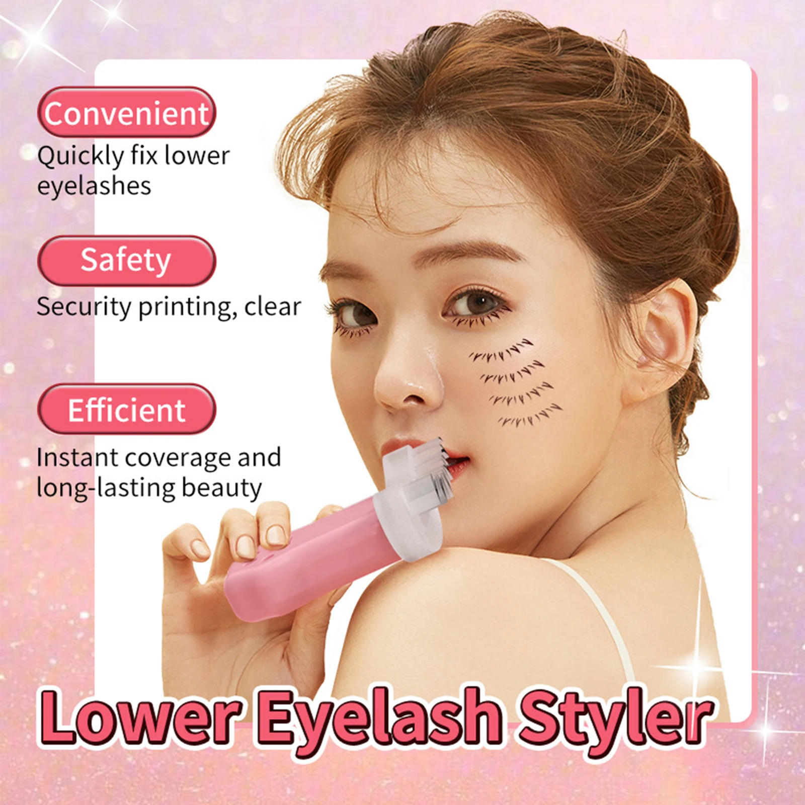 2Pcs Lower Eyelash Stamps Compact Eyes Makeup Accessories Eyelash Stamps Stencil under Eyelash Stamper for Dating Woman Girl