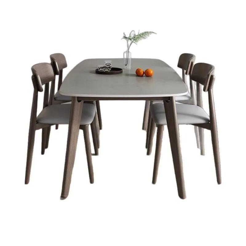 

Обеденный стол и стул из каменной плиты, сочетание минималистского небольшого квартиры, современный простой легкий роскошный прямоугольный обеденный стол