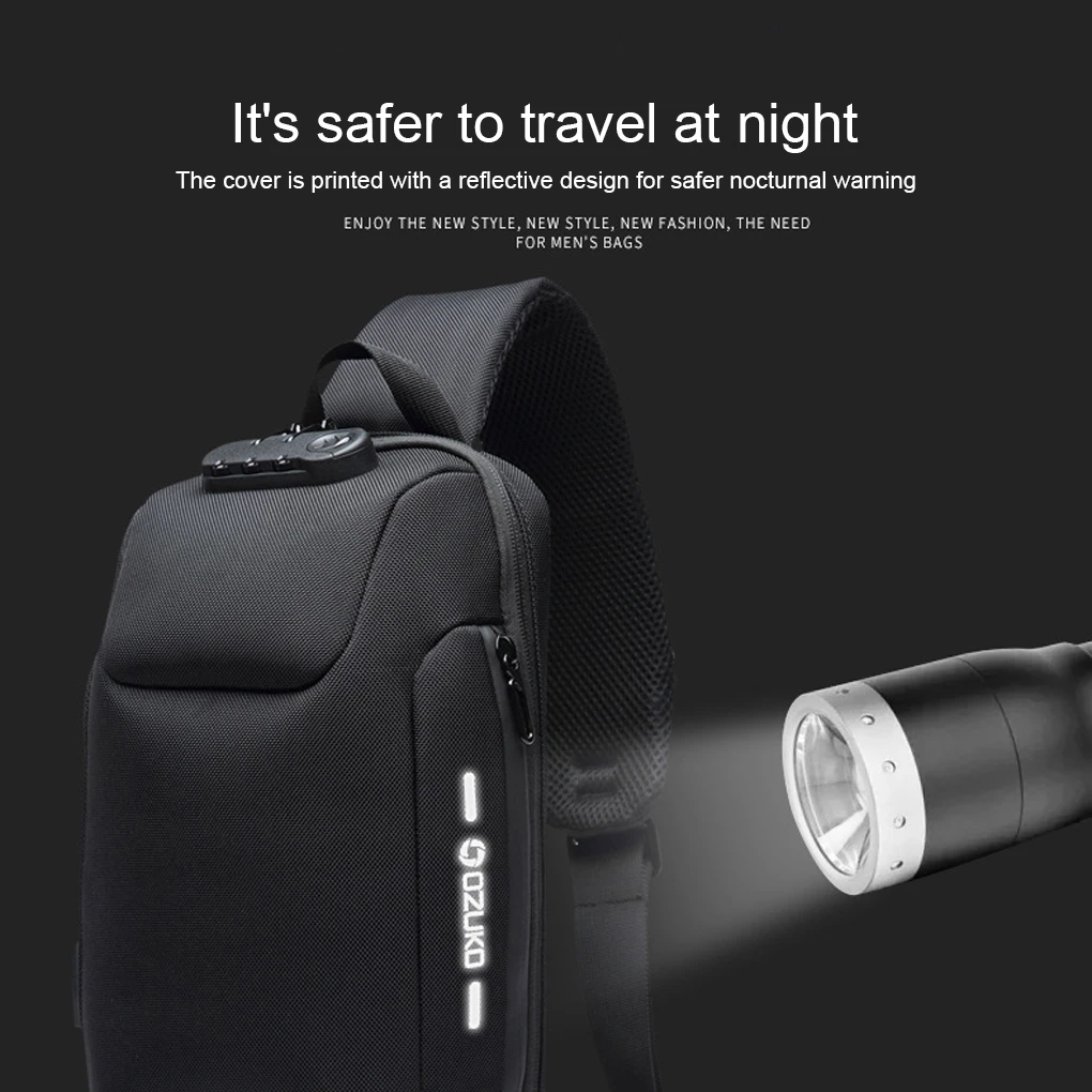 Men Bags Chest Pack Multi-function Lock USB Anti Theft Waterproof Mobile Multi-pocket Trip Shoulder Backpack