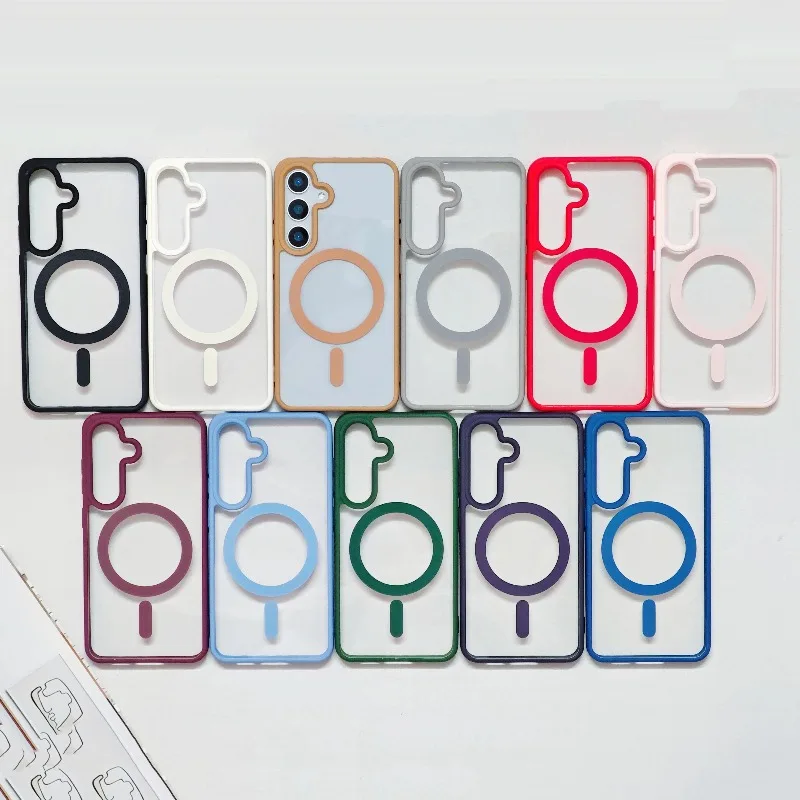 Funda Magnética Transparente para Teléfono Samsung Galaxy S26 S25 S24 S23 S22 Ultra Plus FE Serie A, Acabado Mate de Lujo, Colores Macaron