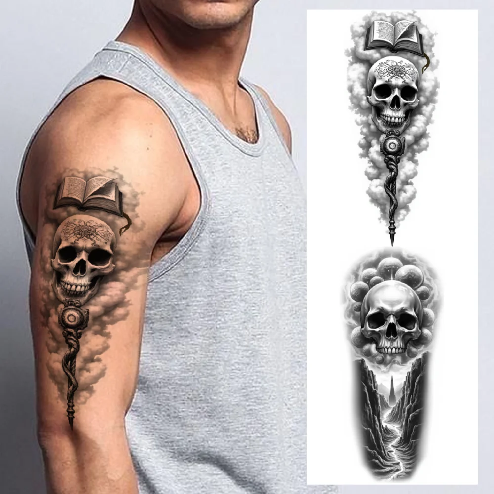 3pcs Temporary Tattoo Snake Black And Grey Realism Hourglass Sun Rays Realistic Temporary Tattoos Bat For Thighs Adults Women