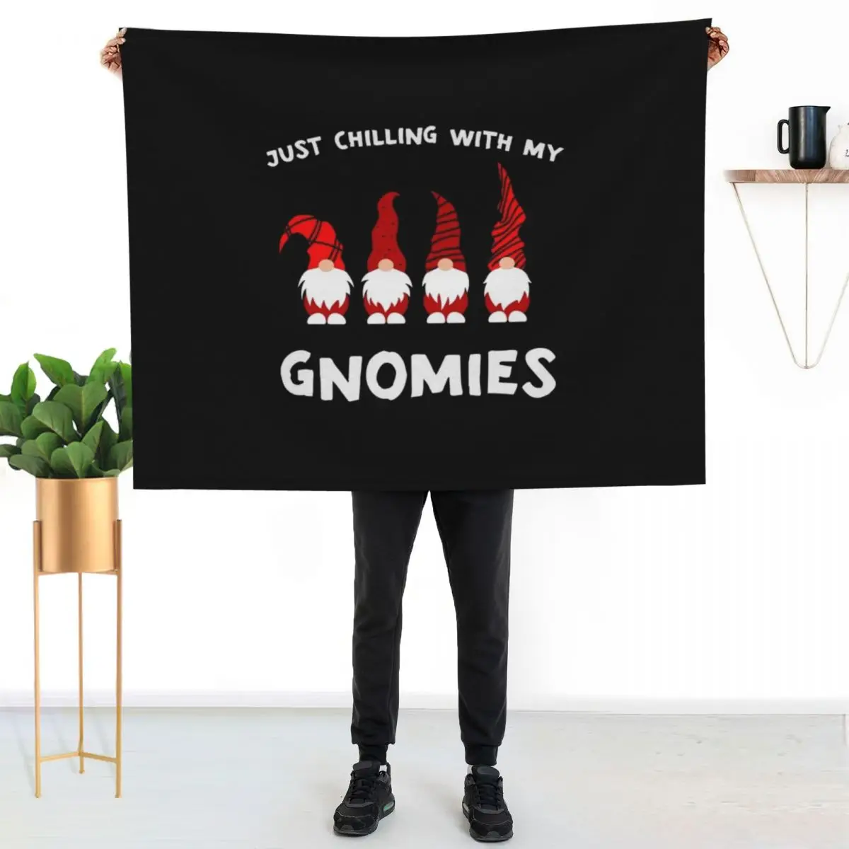 Just Chilling With My Gnomies Throw Blanket Stylish Couch Blanket for Home Living Room