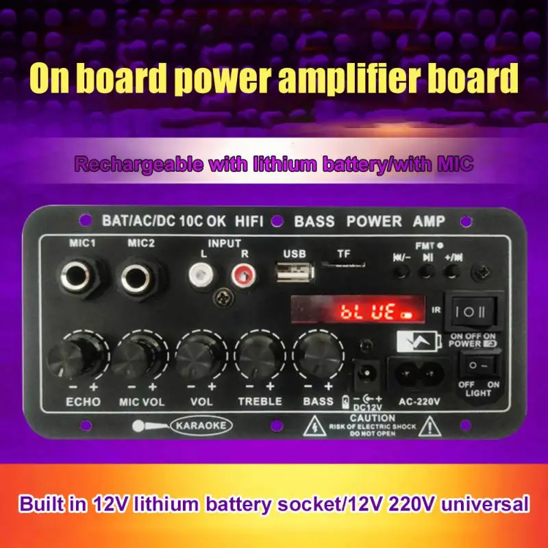 

Upgraded 200W 220V 12V 24V Digital 5.0 Stereo Amplifier Board Subwoofer Dual Microphone Karaoke Subwoofer Amplifier