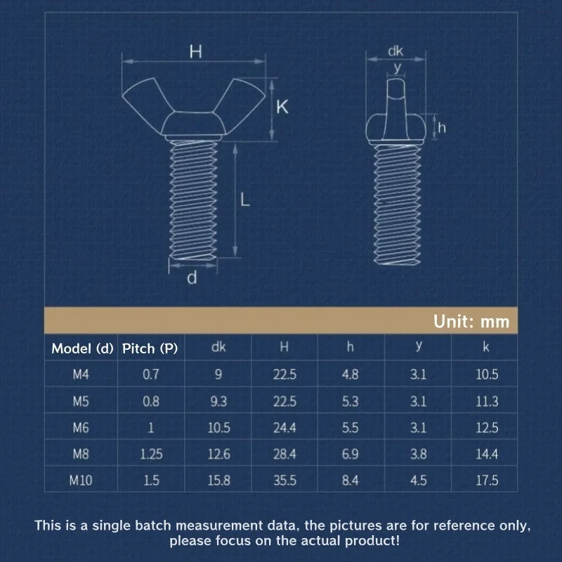 M4 M5 M6 M8 M10 DIN316 Butterfly Bolt Zinc Plated Carbon Steel Wing Bolt Thumb Wing Screw Claw Hand Tighten Screw Length 8~60mm