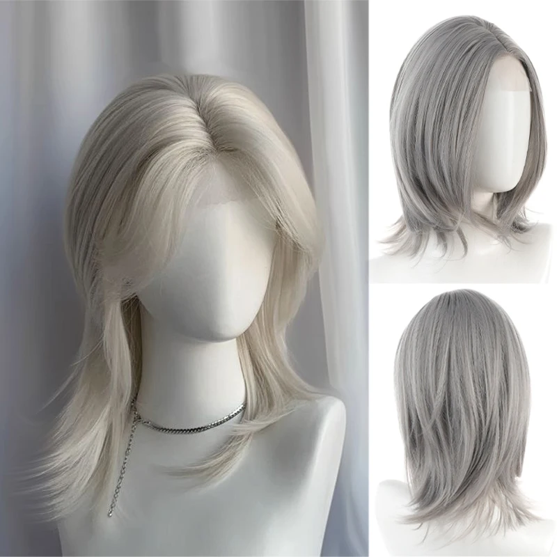 

A wig for a woman's forehead, lace, split Wolf tail, mullet head, high-level cosplay full head set