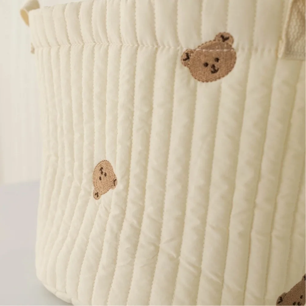 Cute Bear Embroidery Bags Large Capacity Cotton Diaper Bag Nappy Cart Storage Diapers Organizers Newborn