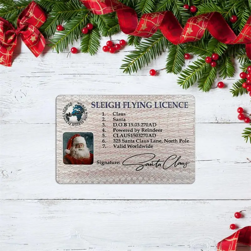 Santa Driver License Id Card Novelty Santa Lost Driving Licence Father Christmas Eve Keepsake Xmas Congrats Cards With Envelopes