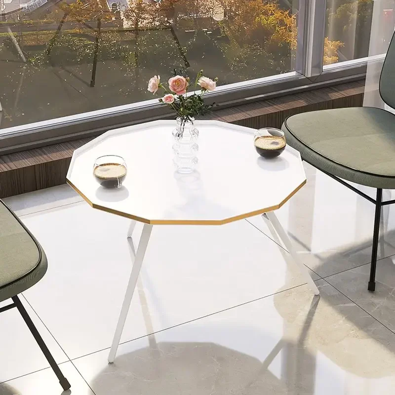 Petite Table Basse Polygonale en Acier Inoxydable, Table d'Appoint en Métal, Salon, Maison, délégations, Créatif