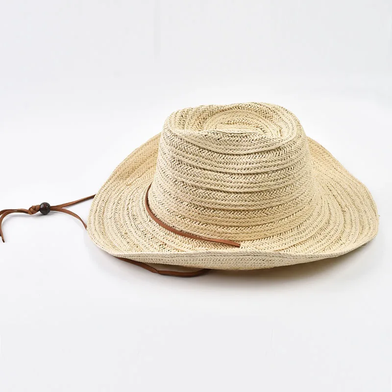 Paper Straw Cowboy Hats for Women Men Summer California Girl Seaside Vacation Curled Brim Sun Hat