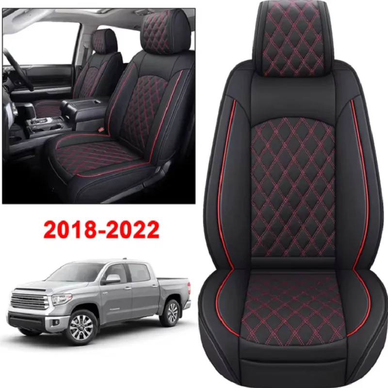 Seat Covers Full Set Durable Waterproof Leather for Pickup Truck Fit for Toyota Tundra 2008 to 2024